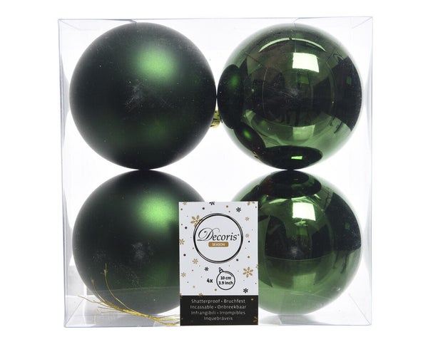 Boule Noel polystyrene d10cm vert pin brillant/mat lot de 4