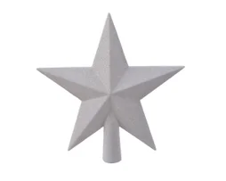 Cimier etoile de Noel polystyrene 19x19x4.2cm blanc paillete