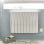 Radiateur électrique horizontal connecté à inertie fluide, SAUTER, blanc, 1500 W