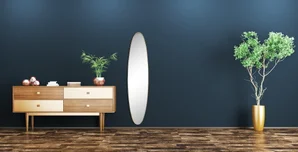 Miroir ovale, l.24 x H.118 cm, doré