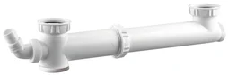 Tubulure évier 2 cuves, entraxe réglable 160/360 mm, 1 prise VALENTIN