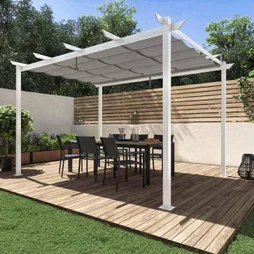 Pergola autoportante Omega aluminium blanc, 8.31 m²