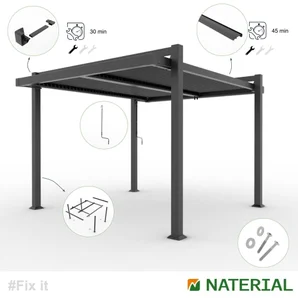 Pergola autoportante NATERIAL Odyssea / persea aluminium gris anthracite, 9.25 m²