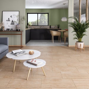 Carrelage sol et mur intenso effet bois beige remix 30x60 cm ARTENS