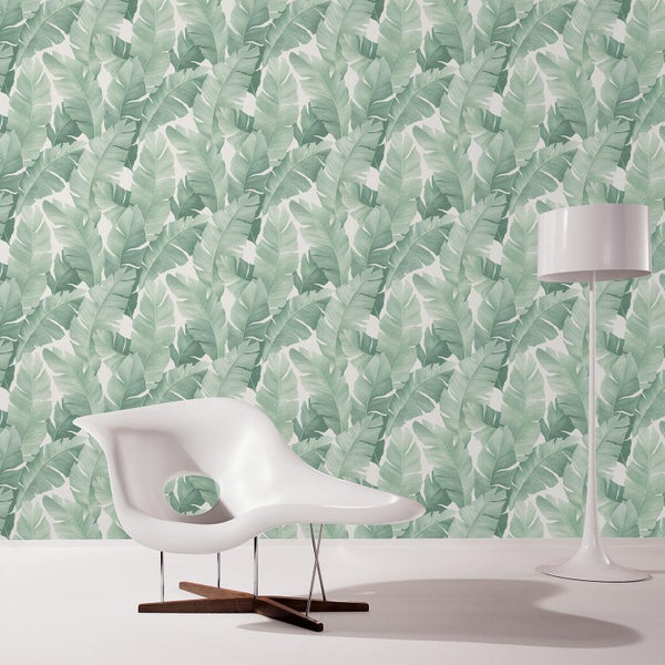 Papier peint vinyle intisse motif botanical vert