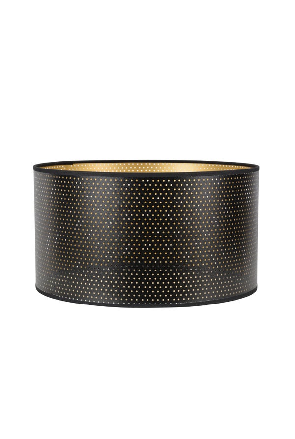 Abat-jour Cylindre Hauteur 19 cm, Diamètre 35 cm polyamide, noir/or COREP