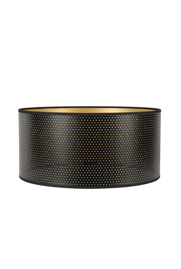 Abat-jour Cylindre Hauteur 19 cm, Diamètre 40 cm polyamide, noir et or COREP