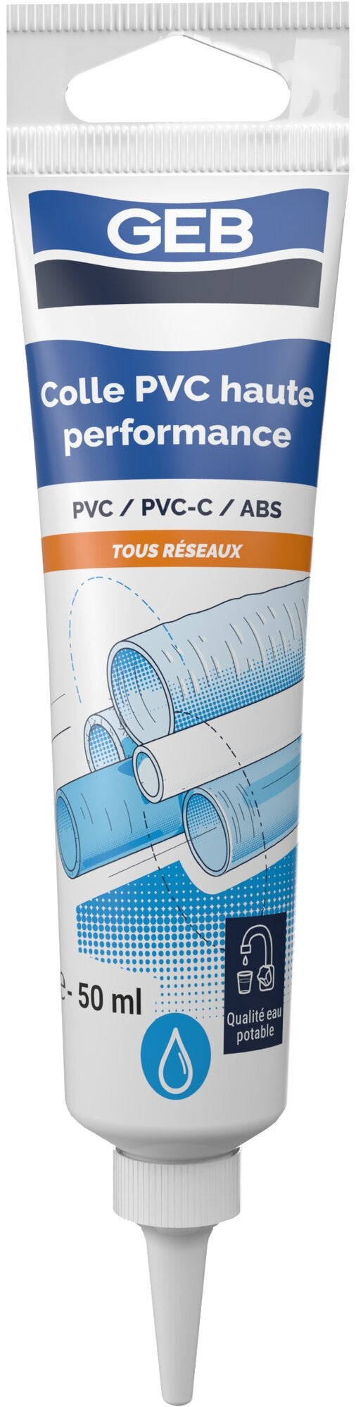 Colle pvc haute performance 50 ml GEB  tube 50 ml