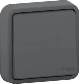Interrupteur va-et-vient étanche encastré complet Mureva Styl, SCHNEIDER ELECTRIC, anthracite