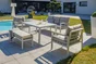 Salon bas de jardin aluminium blanc Cayenne DCB GARDEN, 7 personnes