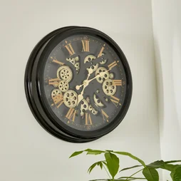 Horloge métal mécanisme doré 52.5 cm