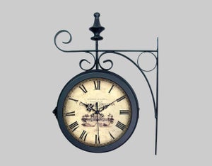 Horloge Quai de gare double EMDE noir Diam.27 cm