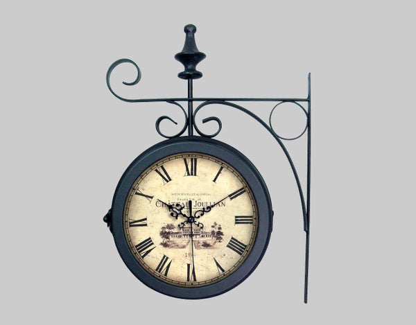 Horloge Quai de gare double EMDE noir Diam.27 cm