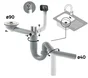 Ensemble vidage complet gain de place pour évier 1 cuve, diam. 90 mm