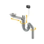 Ensemble vidage complet gain de place pour évier 1 cuve, diam. 90 mm