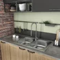 Evier à encastrer 2 bacs avec égouttoir, inox, gris / argent