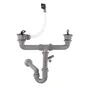 Evier à encastrer 2 bacs avec égouttoir, inox, gris / argent