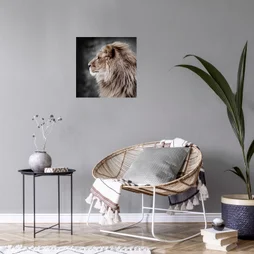 Toile imprimée Love Lion, CEANOTHE, l.44.5 x H.44.5 cm noir, marron et blanc