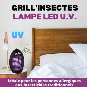 Lampe led UV 12 led, basse consommation, GRILL'INSECTES, 30 m²
