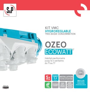 Kit VMC simple flux hygroréglable S&P Ozeo ecowatt 2'