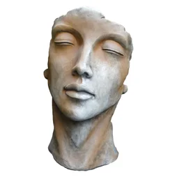 Visage pierre 1/2 rouille Femme, H.115 cm