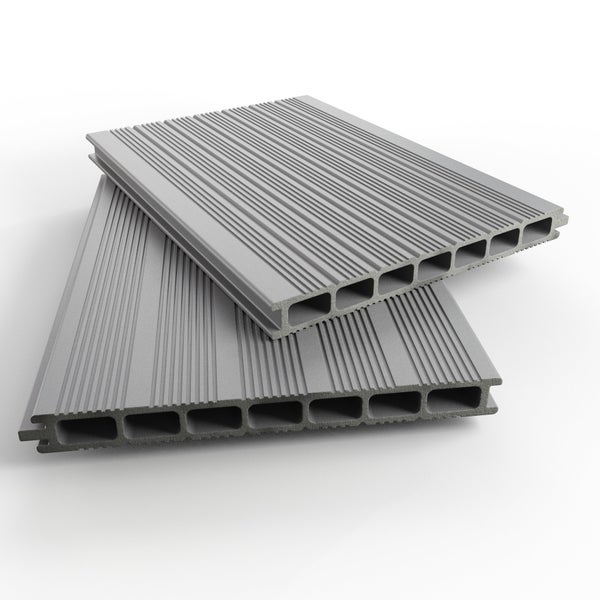 Lame de terrasse chausey 3000x220x22mm composite gris clair