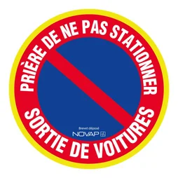 Panneau disque diametre 300 mm rigide haute visibilite ne pas stationner sortie