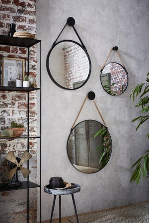 Miroir rond Barbier chester noir diam.60 cm