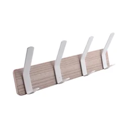Portemanteau Sud 4 pateres, a fixer, bois, blanc