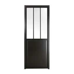Bloc-porte atelier vitre Atelier, noir H.204 x l.73 cm, poussant droit