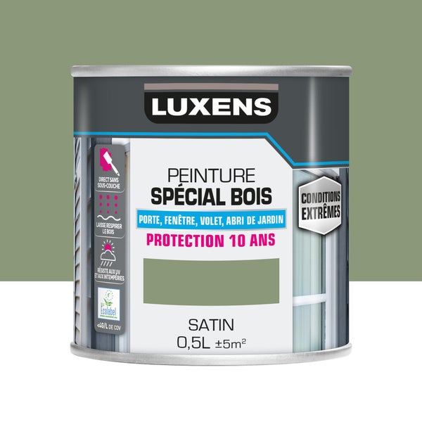 Peinture exterieure bois, mdf, osb Conditions extremes LUXENS vert provence sati