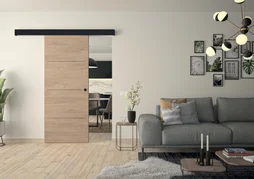 Kit porte + rail Palerme en chêne, l.83 cm