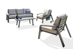 Salon bas de jardin en aluminium Ibiza gris anthracite, 5 personnes
