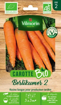Graines de potager carotte berlikumer 2 bio VILMORIN 3 g