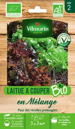 Graines de potager laitue à couper en mélange bio VILMORIN 3 g