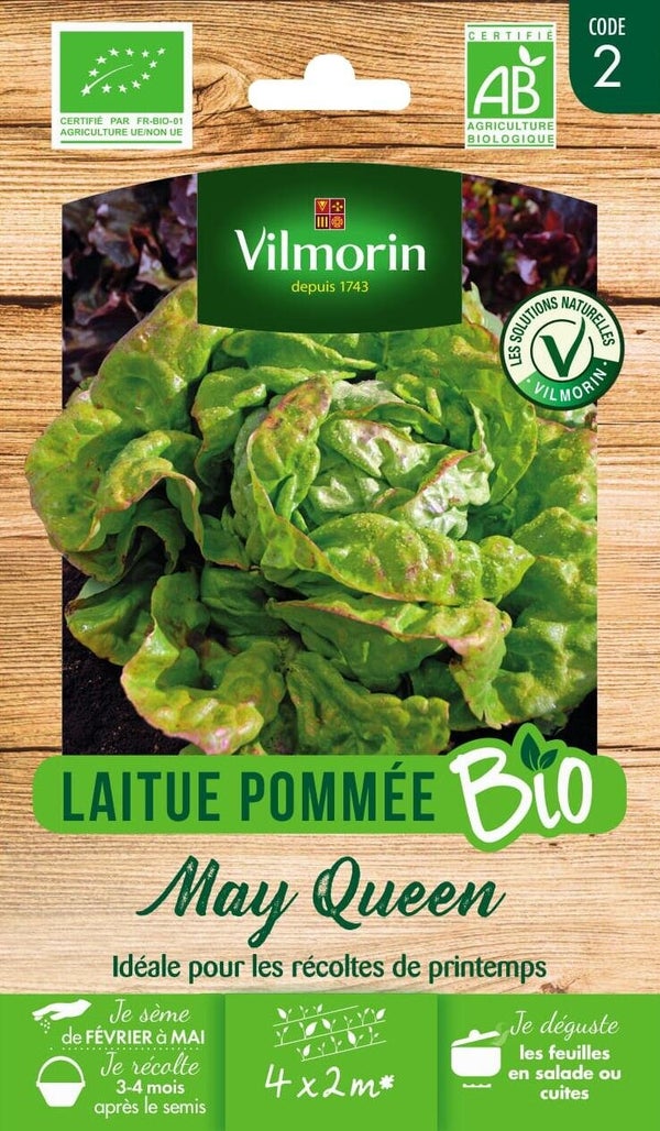Graines de potager laitue may queen bio VILMORIN 2 g