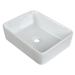 Vasque à poser céramique rectangulaire Clint, l.48 x P.37 cm blanc brillant