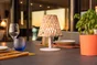 Lampe extérieure, Ibiza, 55 et 110 lumens, LUMISKY,  pied blanc abat jour bambou