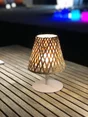 Lampe extérieure, Ibiza, 55 et 110 lumens, LUMISKY,  pied blanc abat jour bambou