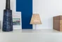 Lampe extérieure, Ibiza, 55 et 110 lumens, LUMISKY,  pied blanc abat jour bambou