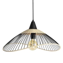 Suspension 1x e27 rotin noir / naturel SEYNAVE Kasteli D.45 cm