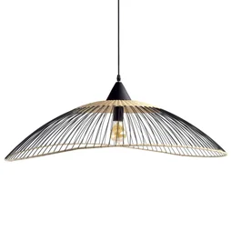 Suspension 1x E27 max 40 W, éthnique métal noir / naturel SEYNAVE Kasteli diam. 100 cm