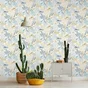 Papier peint intissé Perroquet graphique bleu