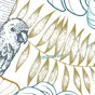 Papier peint intissé Perroquet graphique bleu