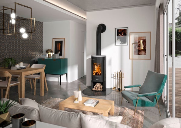 Poêle à bûche JUSTUS Mino 2.0 noir / beige, 5 kW
