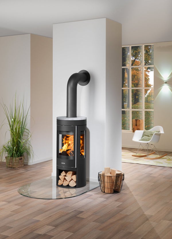 Poêle à bûche JUSTUS Mino trios 2.0 noir ollaire gris / noir, 5 kW