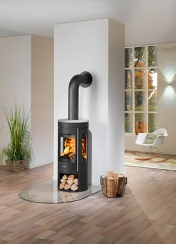 Poêle à bûche JUSTUS Mino trios 2.0 noir ollaire gris / noir, 5 kW