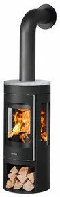 Poêle à bûche JUSTUS Mino trios 2.0 noir ollaire gris / noir, 5 kW