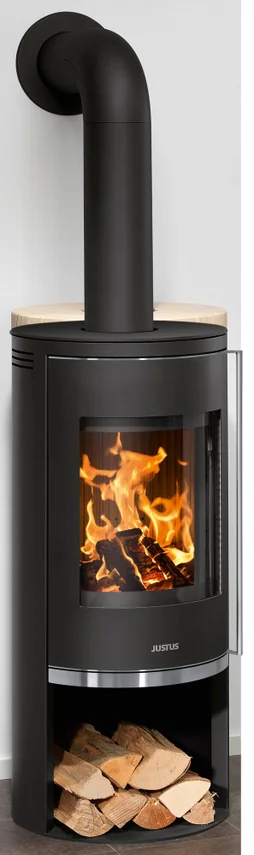 Poêle à bûche JUSTUS Faro 2.0 porte fonte noir, 6 kW