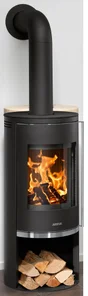 Poêle à bûche JUSTUS Faro 2.0 porte fonte noir, 6 kW